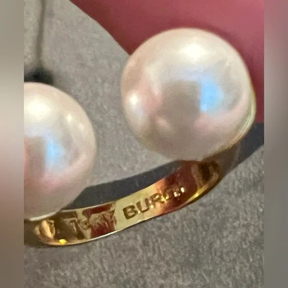 🆕 Tory Burch Authentic Gold Pearl Bud Logo Ring Size 7 - Picture 9 of 16
